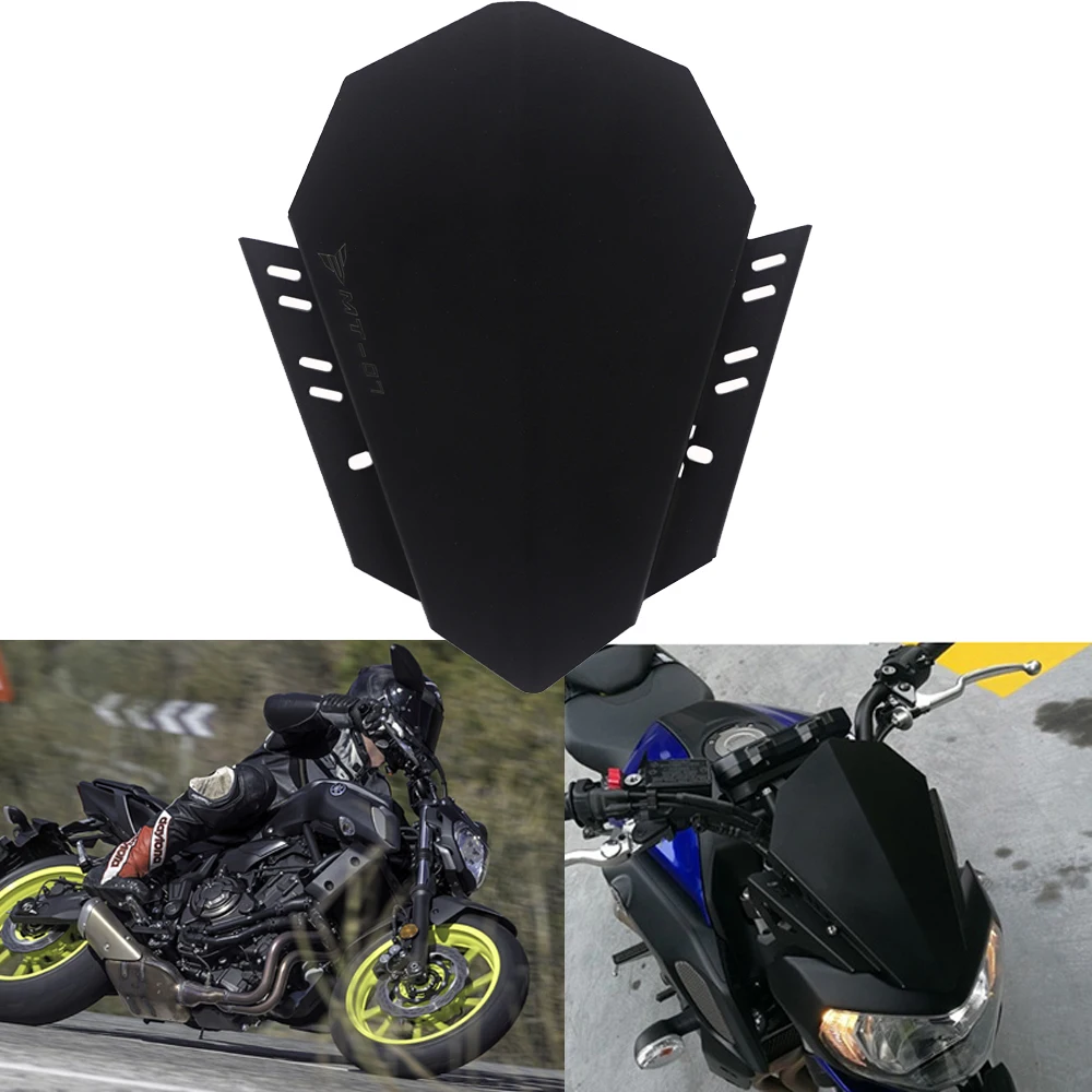 Motociklu Vējstikla Par YAMAHA MT07 MT-07 FZ-07 2018 2019 Motociklu Vēja Deflektoru Priekšējā stikla, Alumīnija0
