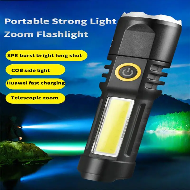 Multi-funkciju Zoom Lukturīti LED USB Ātrās Uzlādes Lāpu Praktiskās Puses Apgaismojums Ūdensnecaurlaidīgs Kempings Lampiņu Apgaismojums Instrumentu0
