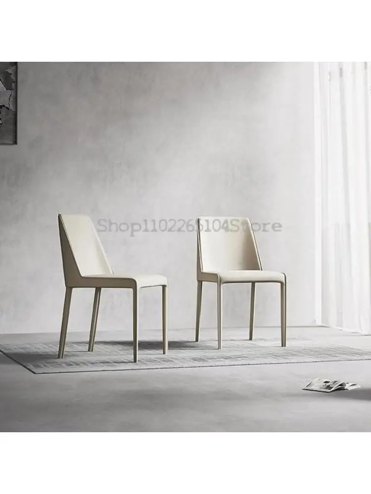 Mūsdienīga augstas klases seglu ādas grims krēslu mērci izkārnījumos itālijas minimālisma ādas krēsls, atzveltnes krēsls, sadzīves dizainers1