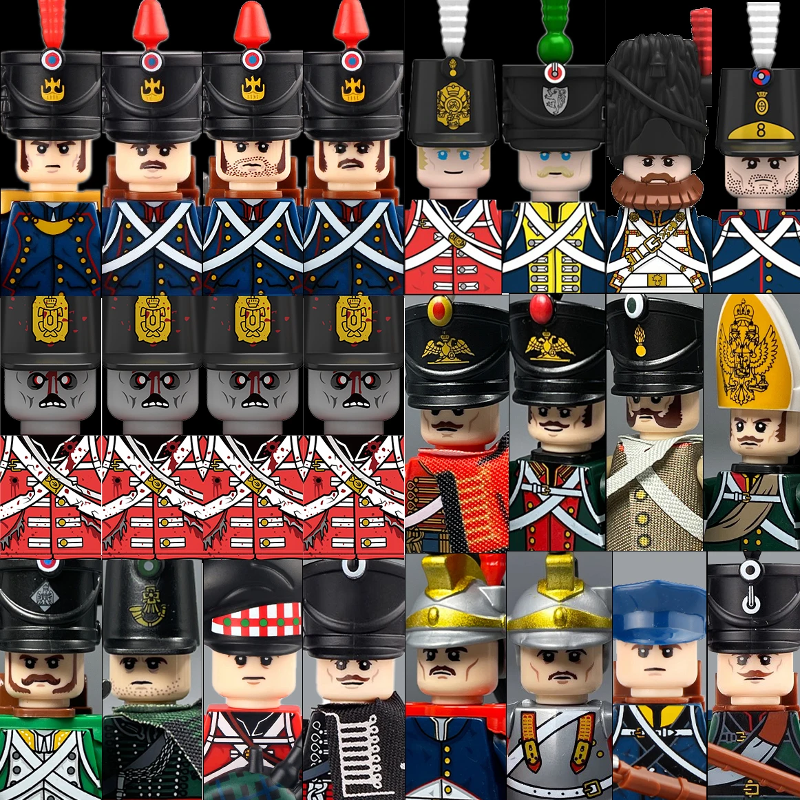 Napoleona Kari Militāro Zombiju Kareivjiem Hussar Celtniecības Bloki, Prūsijā Dragūnu Skaitļi Francijas Armijas Krievu Kājnieku Ķieģeļi Rotaļlietas0