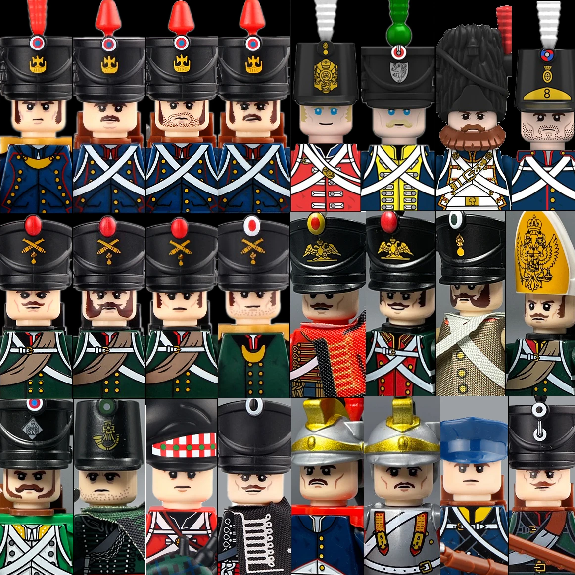 Napoleona Kari Militāro Zombiju Kareivjiem Hussar Celtniecības Bloki, Prūsijā Dragūnu Skaitļi Francijas Armijas Krievu Kājnieku Ķieģeļi Rotaļlietas1