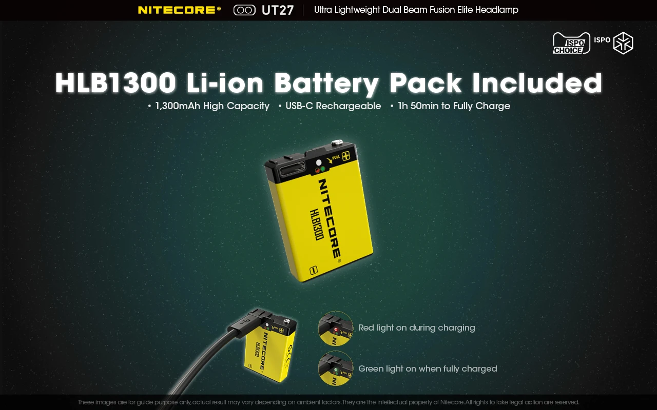 Nitecore HLB1300 1300mAh Akumulators Tips-C Uzlādējams Par UT271