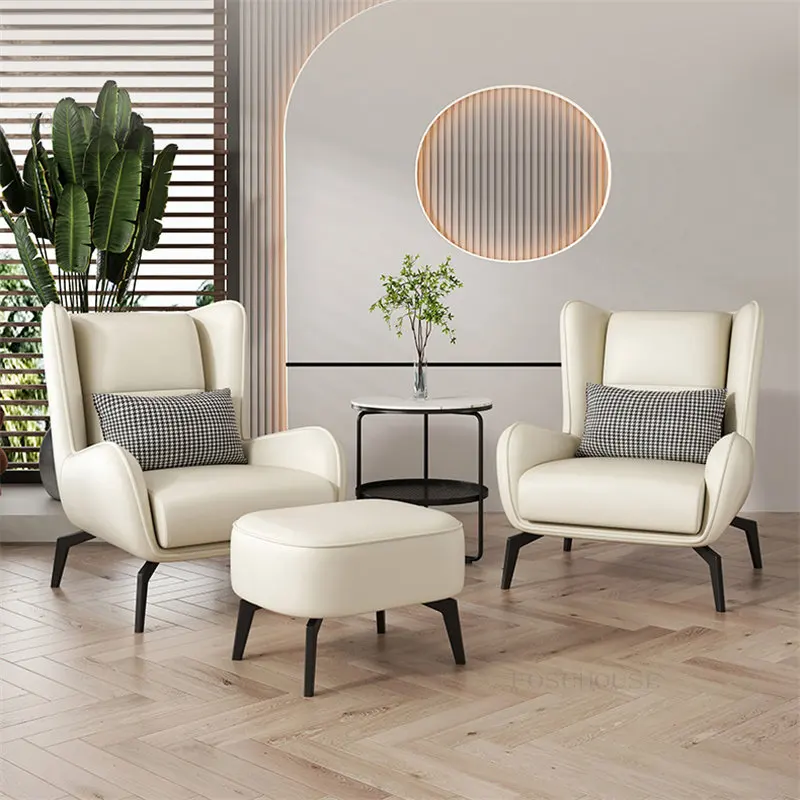 Nordic Light Luksusa Ādas Dīvāna, Krēsla, lai Dzīvojamās Istabas Mēbeles, Sadzīves Dizainers Atpūtas Krēsls Viena Dzīvojamā Istaba Dīvāns Krēsls2