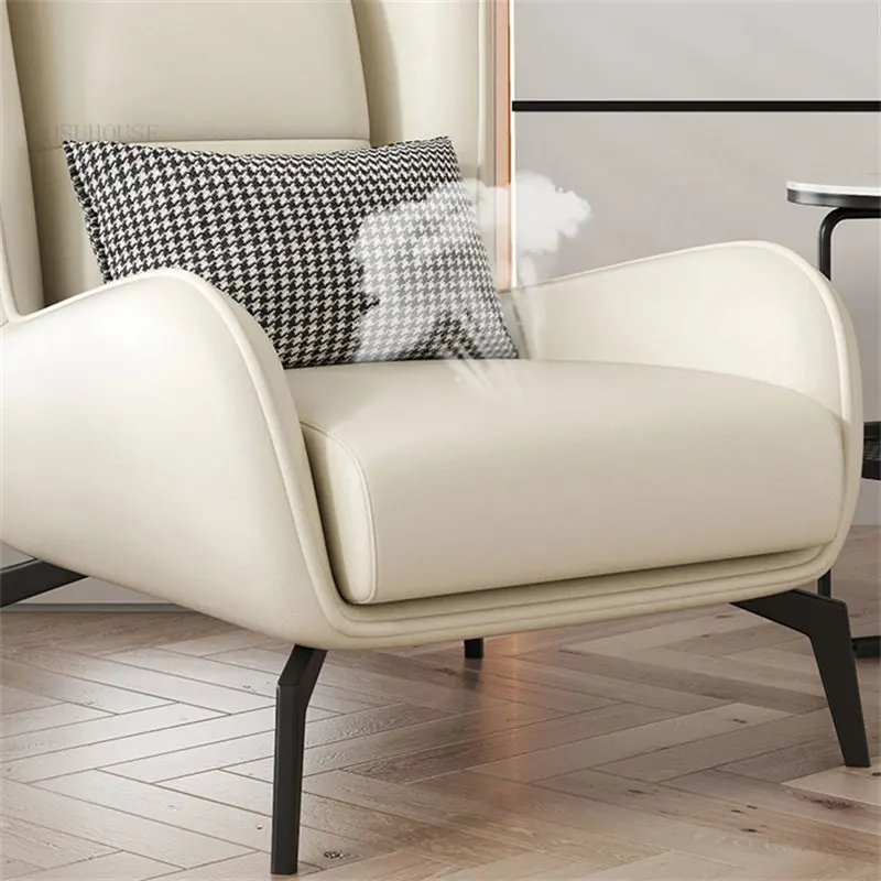 Nordic Light Luksusa Ādas Dīvāna, Krēsla, lai Dzīvojamās Istabas Mēbeles, Sadzīves Dizainers Atpūtas Krēsls Viena Dzīvojamā Istaba Dīvāns Krēsls3