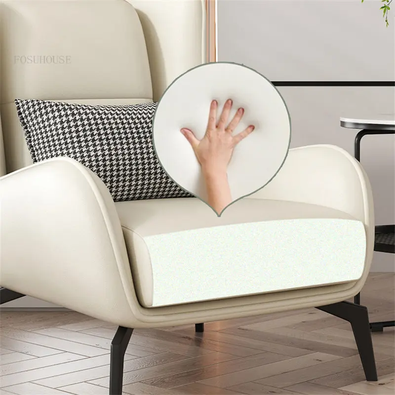 Nordic Light Luksusa Ādas Dīvāna, Krēsla, lai Dzīvojamās Istabas Mēbeles, Sadzīves Dizainers Atpūtas Krēsls Viena Dzīvojamā Istaba Dīvāns Krēsls4