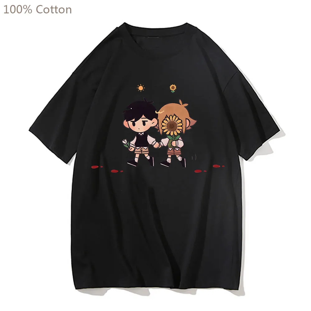 Omori Funko Pop Anime T-krekli Gudrs Manga T Iespiestas Grafikas 100% Kokvilnas Tee-krekls ar Lielu Estētisko Komiksu Vīriešu/sieviešu T-krekls1
