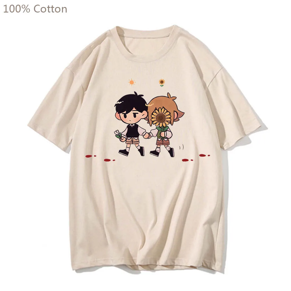 Omori Funko Pop Anime T-krekli Gudrs Manga T Iespiestas Grafikas 100% Kokvilnas Tee-krekls ar Lielu Estētisko Komiksu Vīriešu/sieviešu T-krekls4