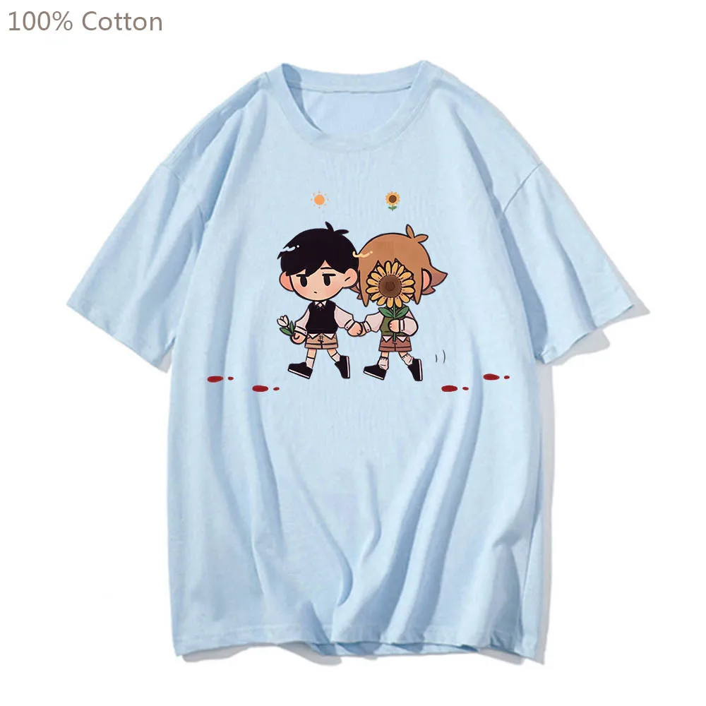 Omori Funko Pop Anime T-krekli Gudrs Manga T Iespiestas Grafikas 100% Kokvilnas Tee-krekls ar Lielu Estētisko Komiksu Vīriešu/sieviešu T-krekls5