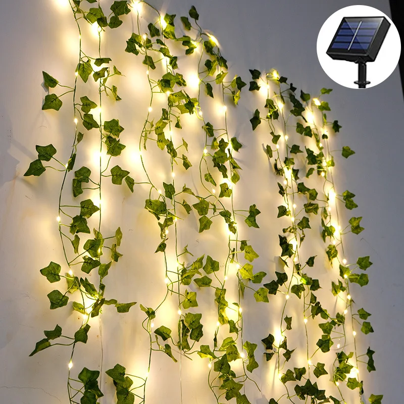 Pasaku Gaismas 10m 100LED /5M 50 LED Saules Gaismas, Maple Leaf Ūdensizturīgs Āra Saules Vainags Lampas Ziemassvētku Dārza Rotājumu1