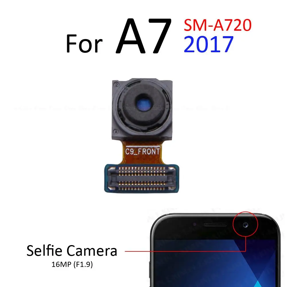 Priekšējā Saskaras Selfie Atpakaļ, Galvenā Atpakaļskata Kamera Samsung Galaxy A3 A5 A7 2018 2017 2016 Flex Kabelis Remonta Daļas5