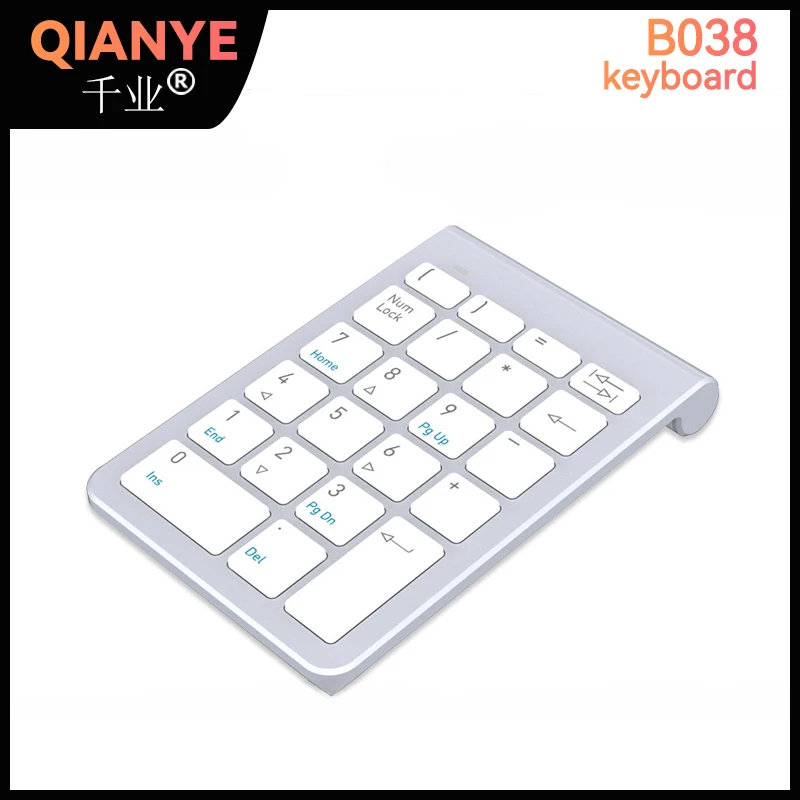 Qianye B038 Bluetooth bezvadu mini ciparu tastatūru, Grāmatvedības kases kasiere finanšu 2.4 G bezvadu tastatūru0