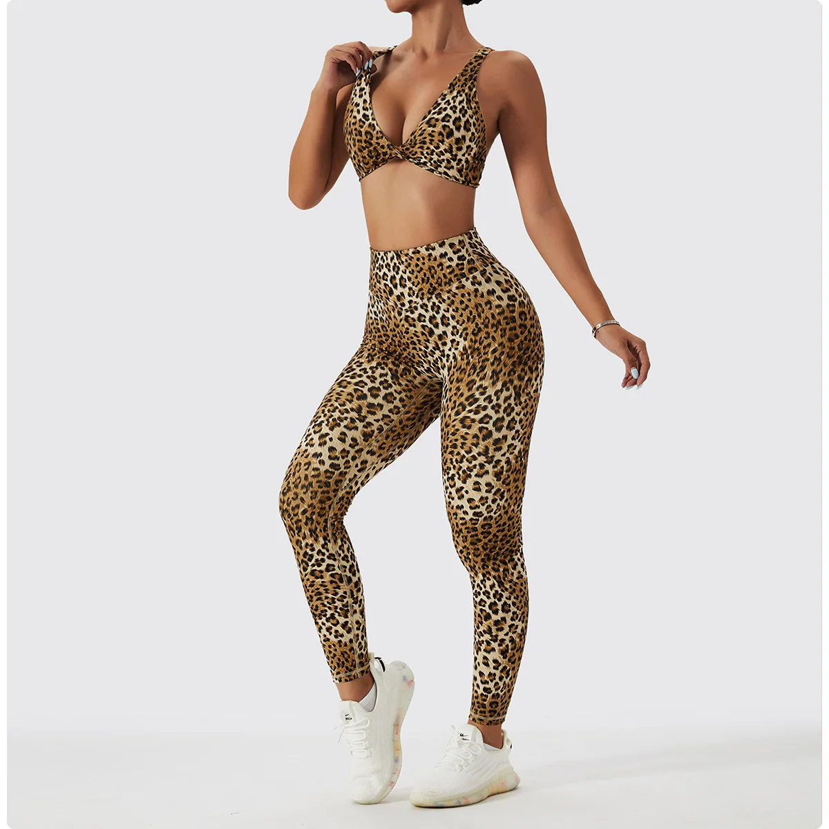 Sexy Sievietes, Trenažieru Zāle, Fitnesa Komplekts Drukāts Leopards Drukāt Cross Atpakaļ Treniņa Krūšturis Jogas Legging Braukt Īsa Visaptveroša Mācību Sporta3