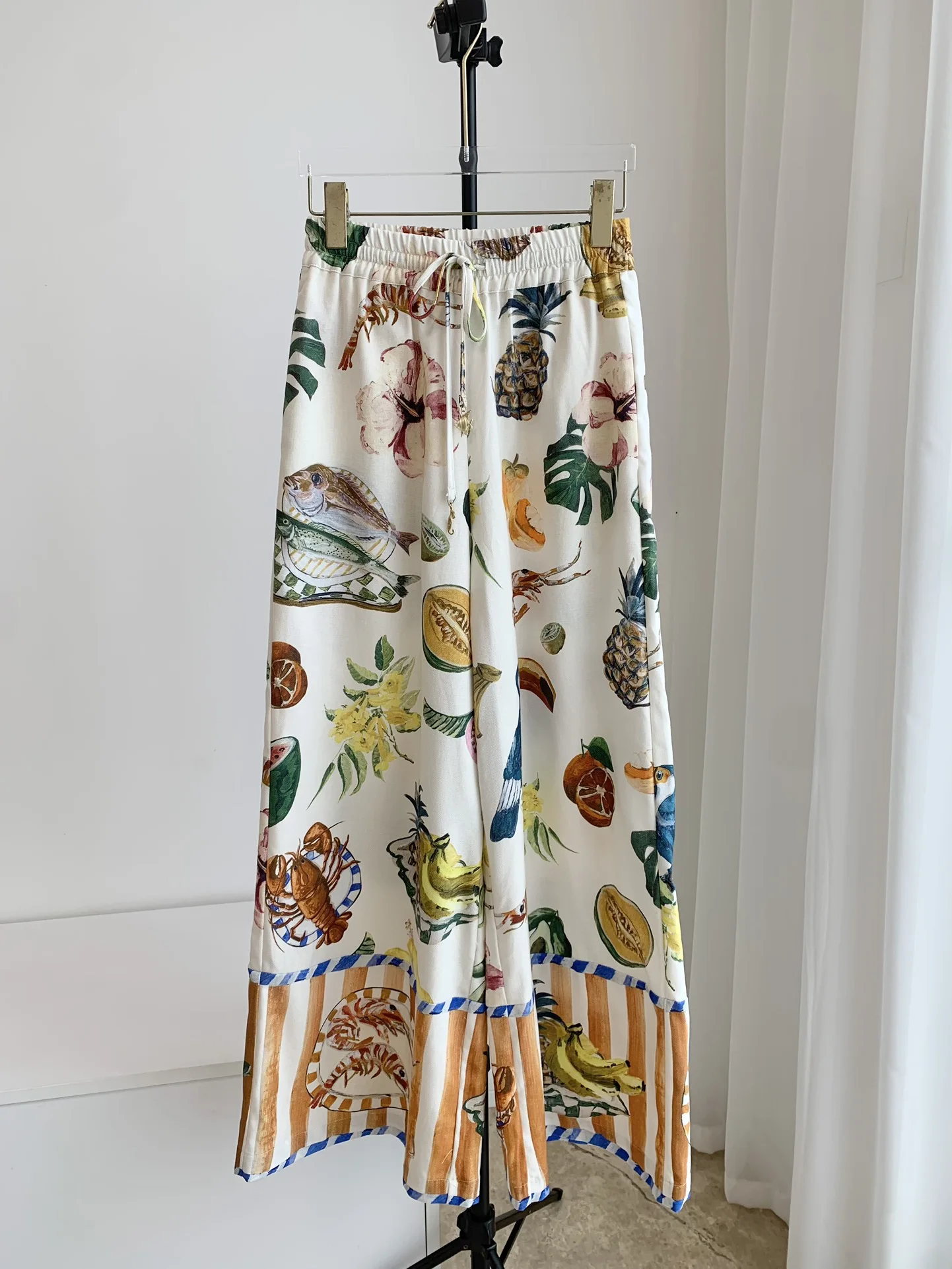 Sievietēm Stāvoklī, Eļļas Glezna Augļu Drukāt Veļas komplekts modes Brīvs Krekls topi + vaļīgas bikses3