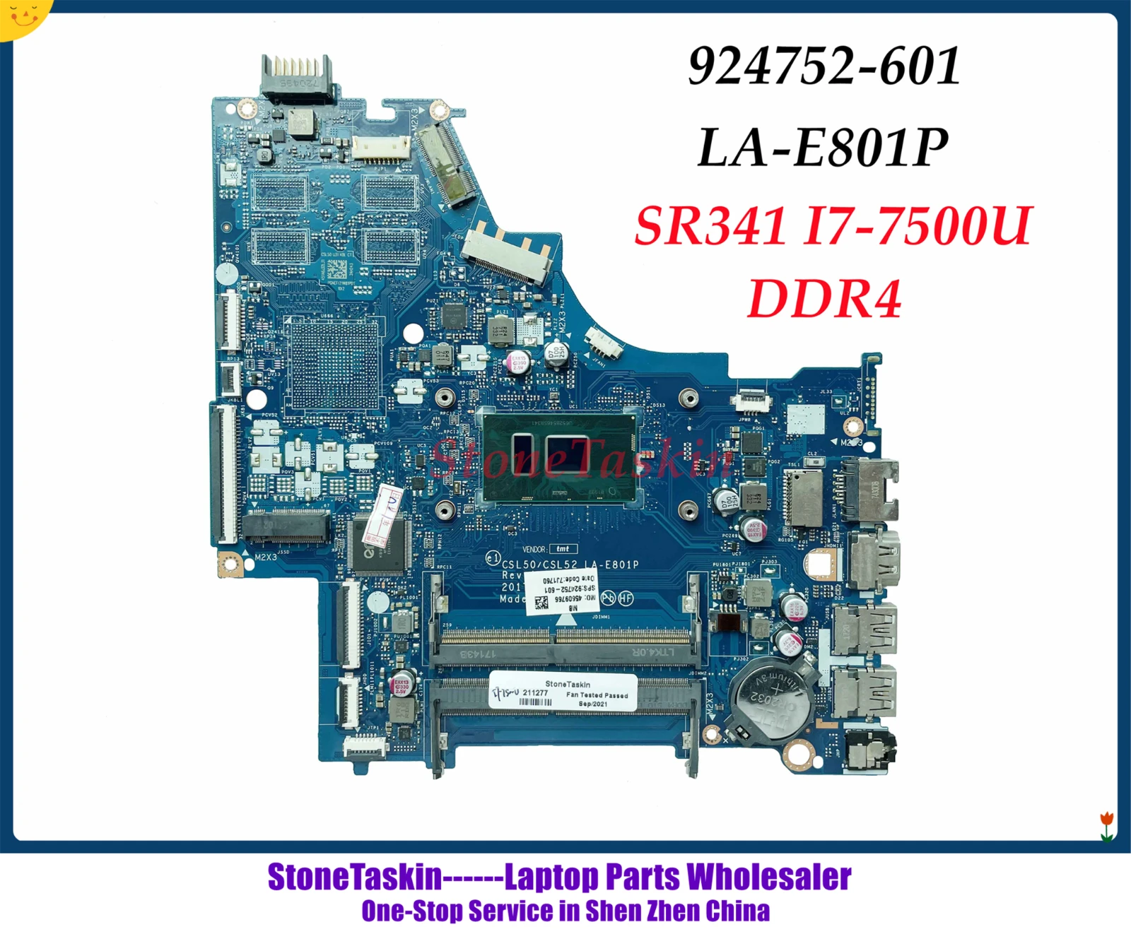 StoneTaskin CKL50 LA-E801P HP Pavilion 15-BS Klēpjdators Mātesplatē 924752-601 924752-001 SR341 i7-7500U CPU DDR4 100% Pārbaudīta0