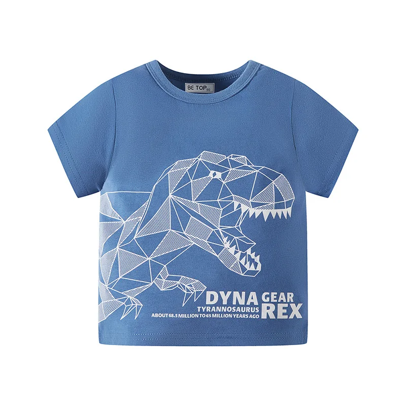 TUONXYE Modes Zēniem ar Īsām Piedurknēm T-krekls ar Multfilmas Dinozauru Kokvilnas Mīksta Elpojošs Bērnu Ērtas Drēbes 2-9years1
