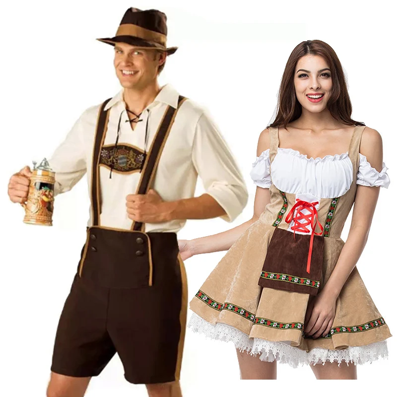 Tradicionālo Pāri Oktoberfest Kostīms Parāde Kroga Bārmenis Viesmīle Apģērbs Cosplay Karnevāls Halloween Modes Puse Kleita0