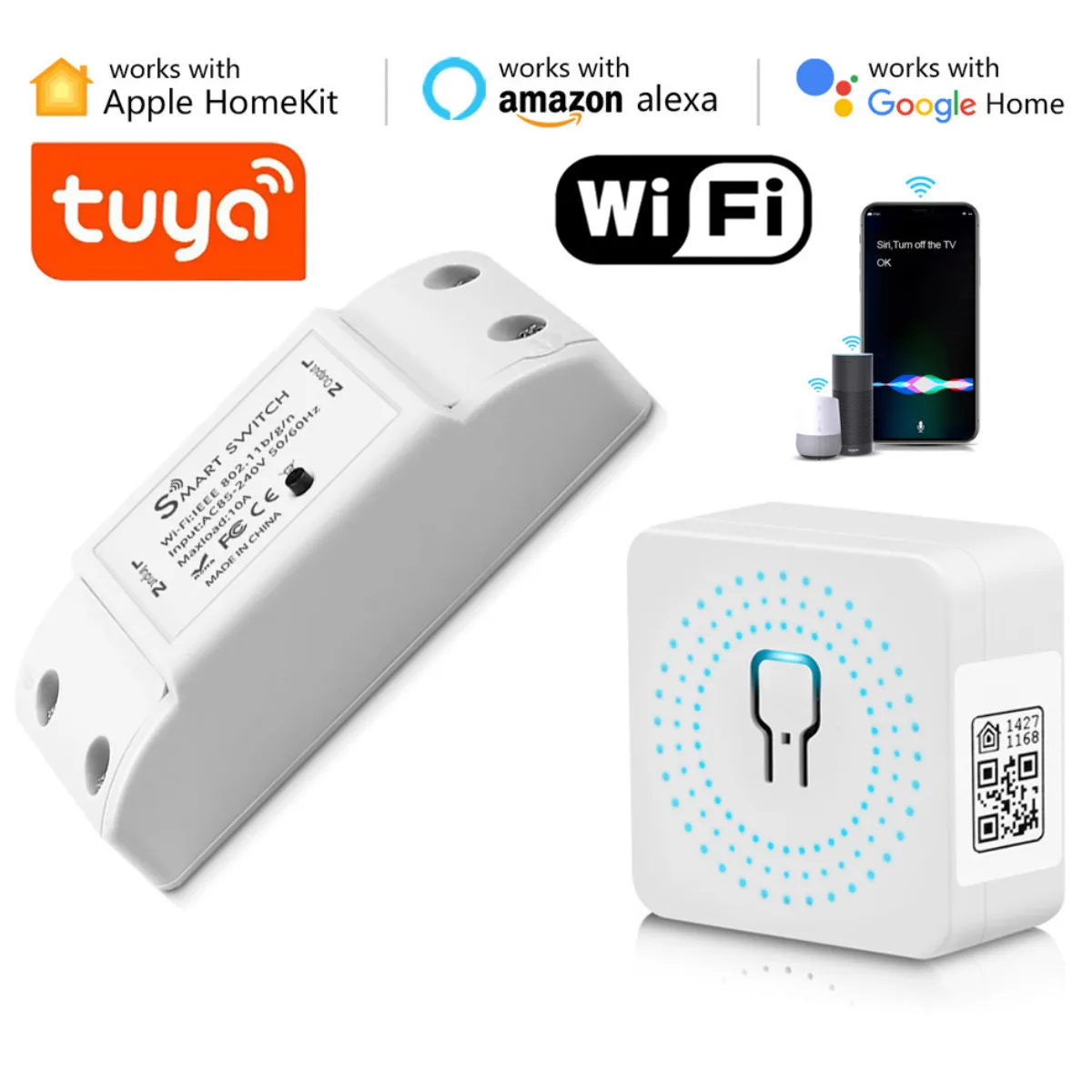 Tuya Smart Dzīves Homekit Wifi Mini Gaismas Slēdzi Balss Remote App Kontroles Relejs Slēdzis Strādā ar Apple Mājas Komplekts ar Alexa, Google Home0
