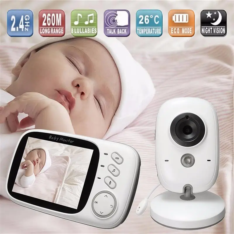 VB603 Bezvadu Baby Uzraudzīt, 2.4 G, 3.2 collas, LCD, divvirzienu Audio, Runas, Nakts Redzamības, Aukle Drošības Kameru，Drošības Aizsardzība3