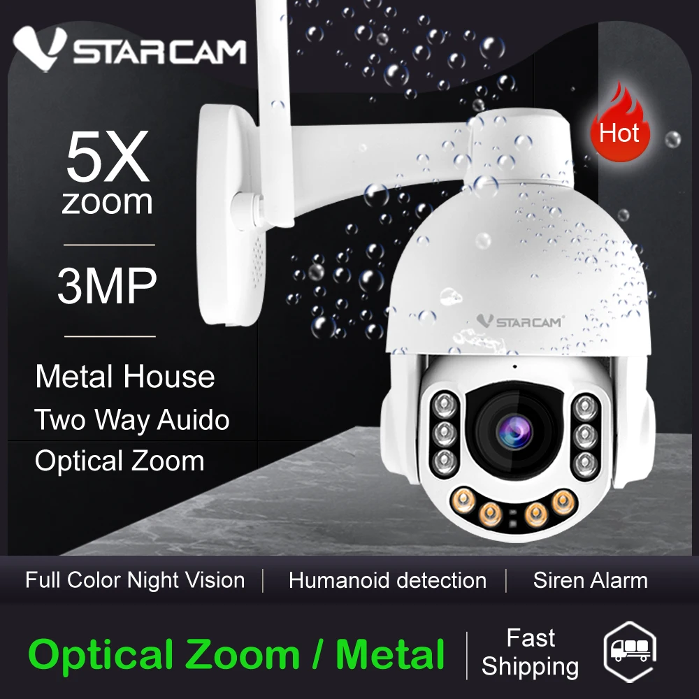 VStarcam CS65S-X5 3MP 5X Optisko Tālummaiņu Bezvadu WiFi Āra IP AI Drošības Kameru Optisko Tālummaiņu Dome PTZ Ūdensizturīgu IP660