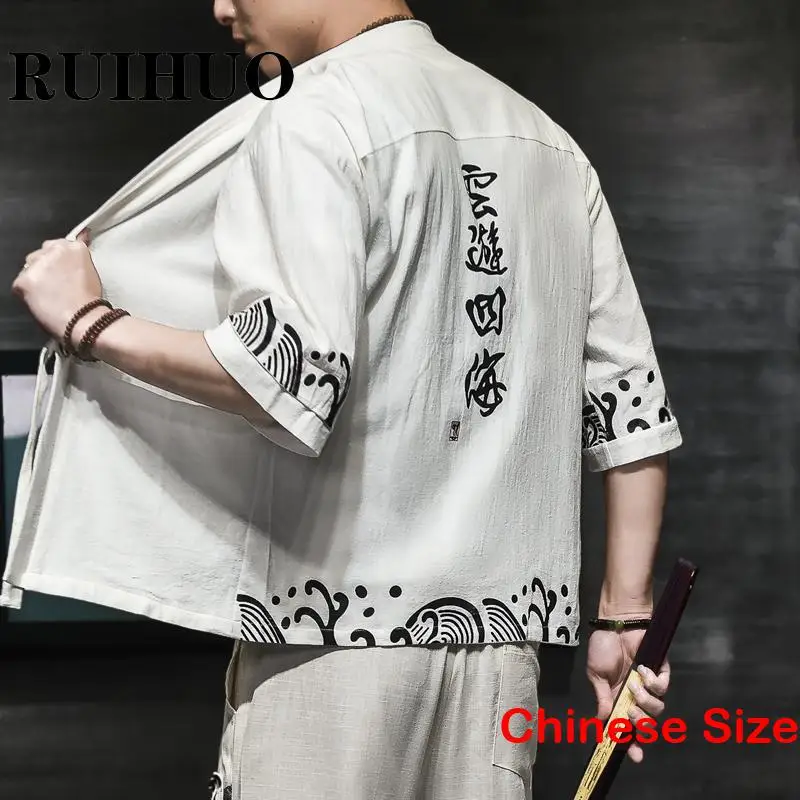 Viļņi Drukāt Harori Vīriešu Kimono Vīriešu Japāna Apģērbs Jakas Vasaras Apģērbu Jaciņa Cilvēks Āzijas Stila 5XL 2023 Vasaras2