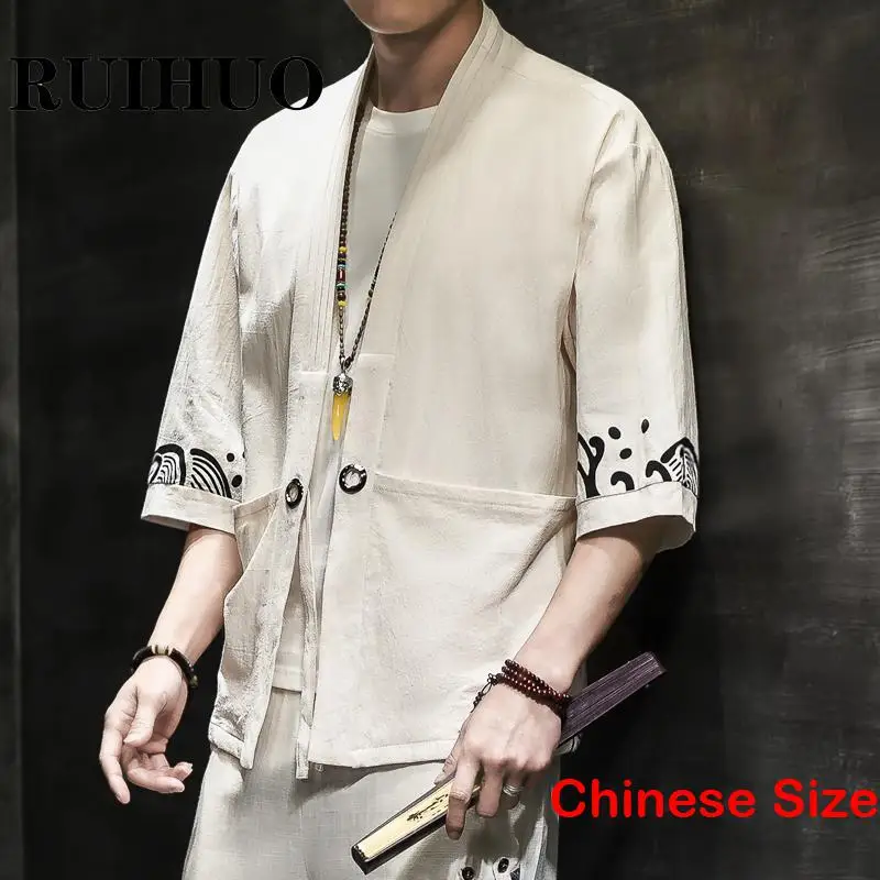Viļņi Drukāt Harori Vīriešu Kimono Vīriešu Japāna Apģērbs Jakas Vasaras Apģērbu Jaciņa Cilvēks Āzijas Stila 5XL 2023 Vasaras3
