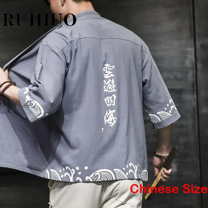 Viļņi Drukāt Harori Vīriešu Kimono Vīriešu Japāna Apģērbs Jakas Vasaras Apģērbu Jaciņa Cilvēks Āzijas Stila 5XL 2023 Vasaras4