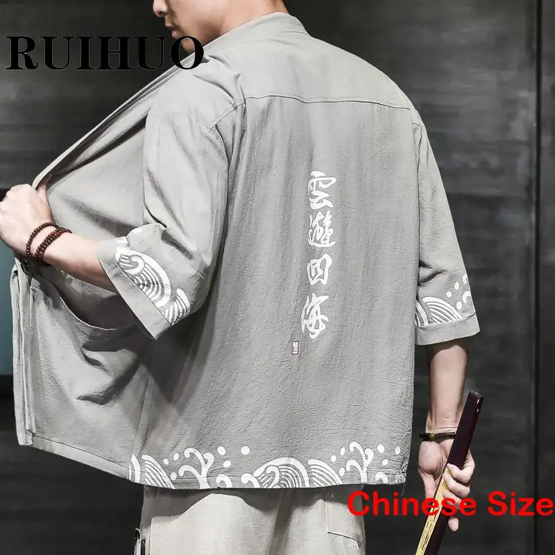 Viļņi Drukāt Harori Vīriešu Kimono Vīriešu Japāna Apģērbs Jakas Vasaras Apģērbu Jaciņa Cilvēks Āzijas Stila 5XL 2023 Vasaras5