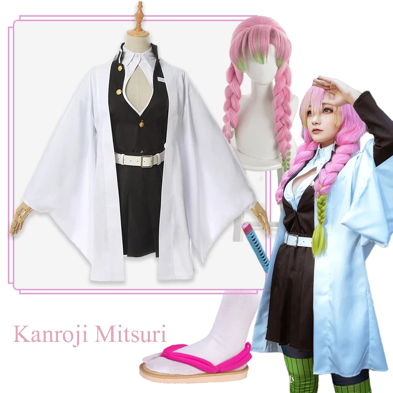 Vēža Mitsuri Kostīmu Anime Demon Slayer Kimetsu Nav Yaiba Cosplay Kimono Vienotu Halloween Kostīmi Apģērbi0