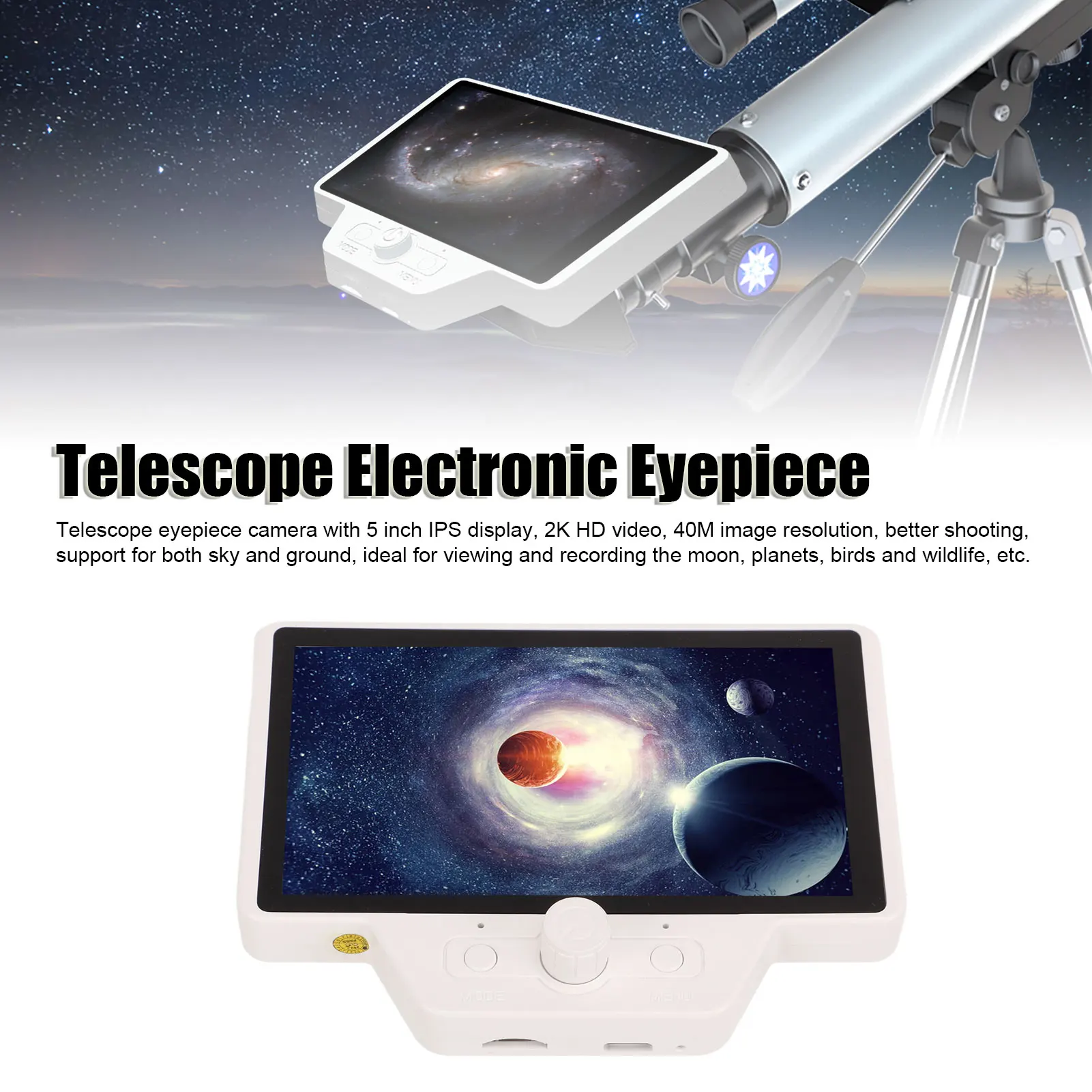WiFi Teleskopu Elektronisko Okulāru, 5in IPS Ekrānu 2K HD WiFi Digitālo Teleskopu Kamera ar Tālvadības pulti IOS1