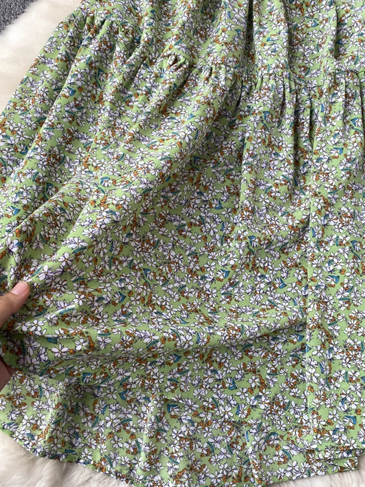 YuooMuoo Vintage Ziedu Drukāt Garu Vasaras Kleitu Elegants Puff Piedurknēm Elastīgs Viduklis Sievietes Kleitu Korejas Puse Vestidos4