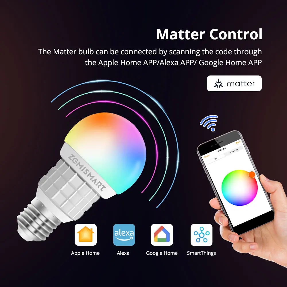 Zemismart WiFi Jautājums-sertificēta LED Spuldzes RGBCW Smart E27 Regulējamas Lampas 7W Homekit Siri Google Home Smartthings Alexa2