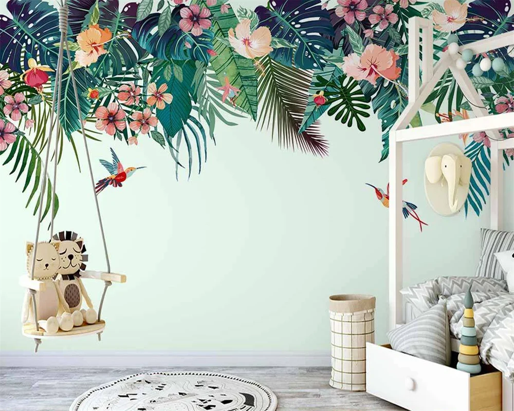 beibehang Custom jaunā, modernā, minimālisma līnijas ziedu papel de parede augu guļamistaba, dzīvojamā istaba dekoratīvās glezniecības fona2