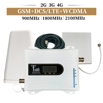 20A-GDW 900/1800/2100MHz Mobilo Mobilo sakaru Signāla Retranslatoru Antenas Komplekts 2G 3G 4G Trīskāršās Joslas Mobilo Telefonu Signāla Pastiprinātājs