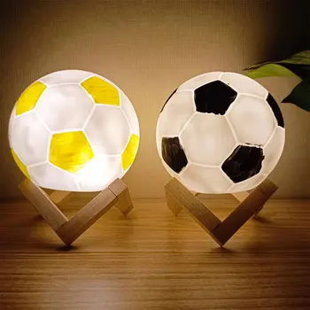 DIY Glezniecība Futbols Mēness Nakts Gaisma Bērniem 3D Drukāšanas Futbola Lampa ar Statīvu Akumulatora Barošanu Galda Lampa, Guļamistaba Dekori