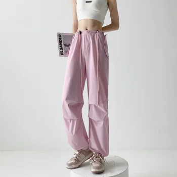 Vasaras Rudens Sieviešu Kravas Bikses Modes Elastīgs Viduklis Hip Pop Kabatas bikses Sieviešu Ikdienas Pavasara Bikses Bikses