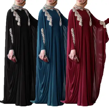 Abaya Dubaija Kaftan Plats Piedurknēm Kleita Musulmaņu Sieviešu Farasha Jilbab Maroka Caftan Arābu Drēbes Kleita Turku Islāma Apģērba Ramadan