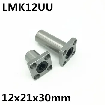 2gab LMK12UU par 12mm vārpstas lineāro gultņu kvadrātveida atloks ar lodīšu gultņiem bušs 12x21x30 mm LMK12 Bezmaksas Piegāde