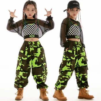 Jaunus Balles Hip Hop Deju Apģērba Meiteņu Džeza Sniegumu, Kostīmu Long Piedurknēm Melnā Neto Topi Brīvs Bikses Modes Tērps BL9568