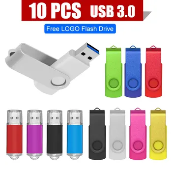 Pasūtījuma LOGO 10PCS METĀLA USB3.0 Flash Drive 64GB, 128GB 32GB lielu Ātrumu, 16GB Atmiņa Flash USB3.0 Stick Mazo disku Pasūtījuma Logo