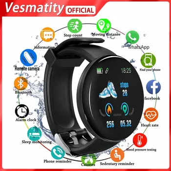 Vesmatity D18 Smart Skatīties Karstā Sirds ritma Pulkstenis Asins Spiediena Monitoru, Smart Aproce Sporta Ūdensizturīgs Smartwatch IOS Android