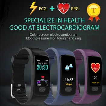krāsu ekrāns EKG PPG Smart Aproce Sirds ritma Monitors Fitnesa Tracker Smart Aproce asinsspiediens Smart Joslā ios android