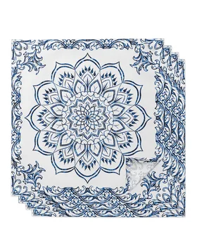 4gab Mandala Modelis Retro Blue Square 50cm Galda Salvete Puse, Kāzu Dekorēšana galdautu Virtuves Vakariņas, kas Apkalpo Salvetes