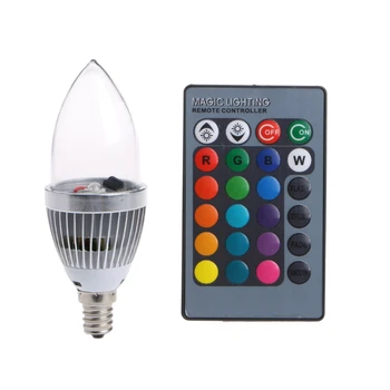 51BD E12 3W RGB LED 15 Krāsas, Mainot Spuldzes, Lampas w/Tālvadības pults, AC