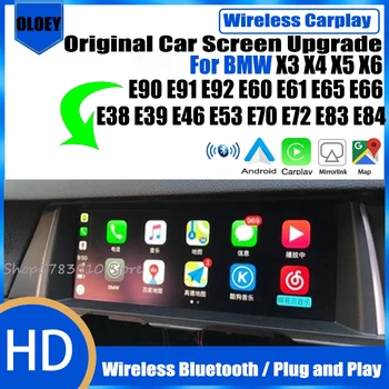 Bezvadu Apple CarPlay Android Auto interfeiss AdapterReverseCameraFor BMW X3X4X5X6 E90E91E92E60E61E65E66E38E39E46E53E70E72E83E84