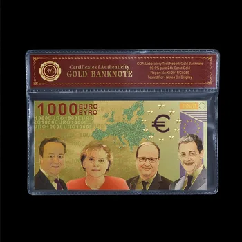 Krāsas Zelta/sudraba Folijas Banknošu Eiropā Euro ar Rāmi Viltotu Naudu Bank, Ņemiet vērā, Suvenīru, Amatnieku, Biznesa Dāvanu Kolekcija Hobijs