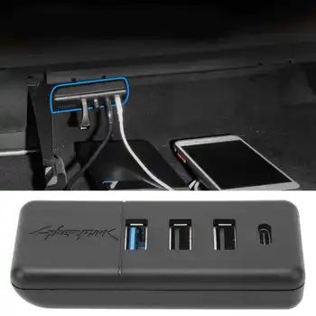 Auto USB Centrmezglu, Ātra Uzlāde Datu Pārsūtīšanas 4 In 1 USB Centrmezglu ar Cimdiem dokstacija Nomaiņa Tesla Model Y 3 2021