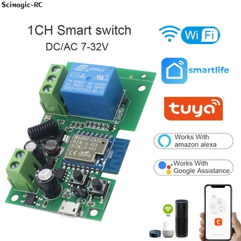 WIFI Relejs Valdes Tuya Smart Switch Mājas Automatizācijas Modulis 12V 24V 7-32V Gaiši Mehāniskie Slēdži Diy Elektronika Alexa Saderīgu