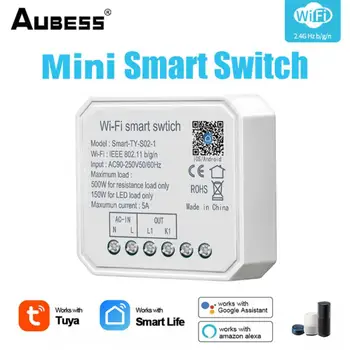 AUBESS WiFi Mini Smart DIY Gaismas Slēdzis, 5A Modulis 1/2 Banda Remote Balss Vadības Smart Dzīves Tuya APP Darbi Ar Alexa, Google Home