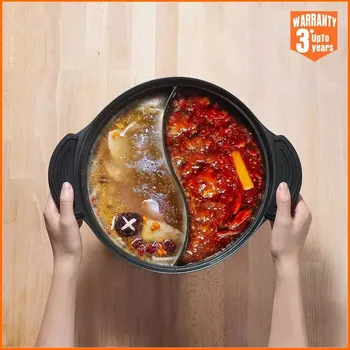 Zhiwuzhu 4L Dalīts Twin Cooking Pot 26cm Divu Garšu Hot Pot Indukcijas Plīts Virtuvē Non-Stick Hot Pot Virtuves