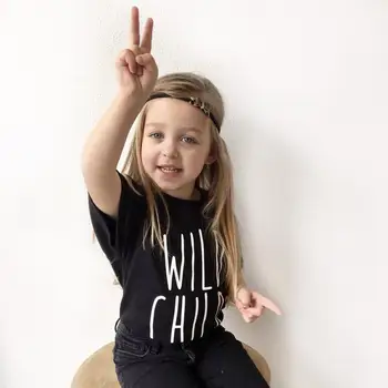 Wild Child Vēstuli Izdrukāt Bērniem Zēni Meitenes Vasaras Ikdienas Topi Tshirt Bērnu Modes Atdzist Topi Toddler Tees Bērnu Grafiskais T-krekls